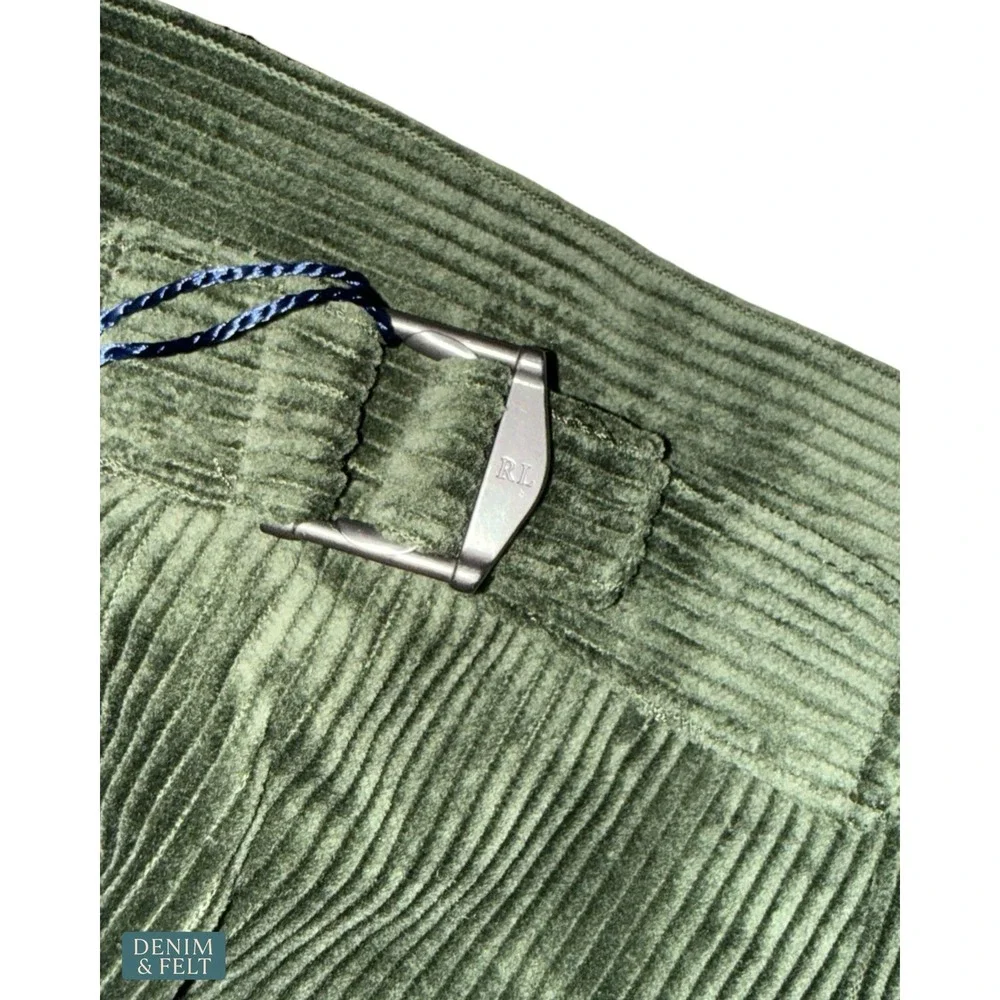 NEW Polo Ralph Lauren Olive Corduroy Pleated Straight Leg Pants‎ 32x33 Classic